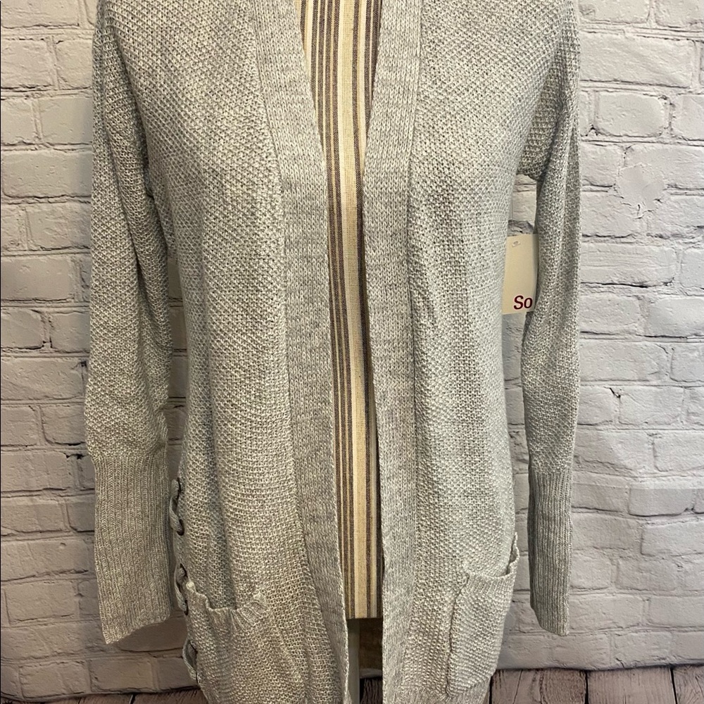 Women's cardigan SO sweater gray open front knitted size S